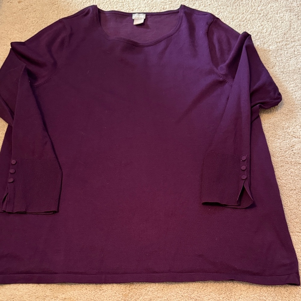 Chico's Deep Purple Crew Neck Sweater